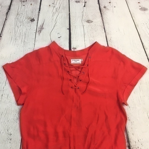 UEC Frame red silk shirt mini dress size small - Picture 8 of 14